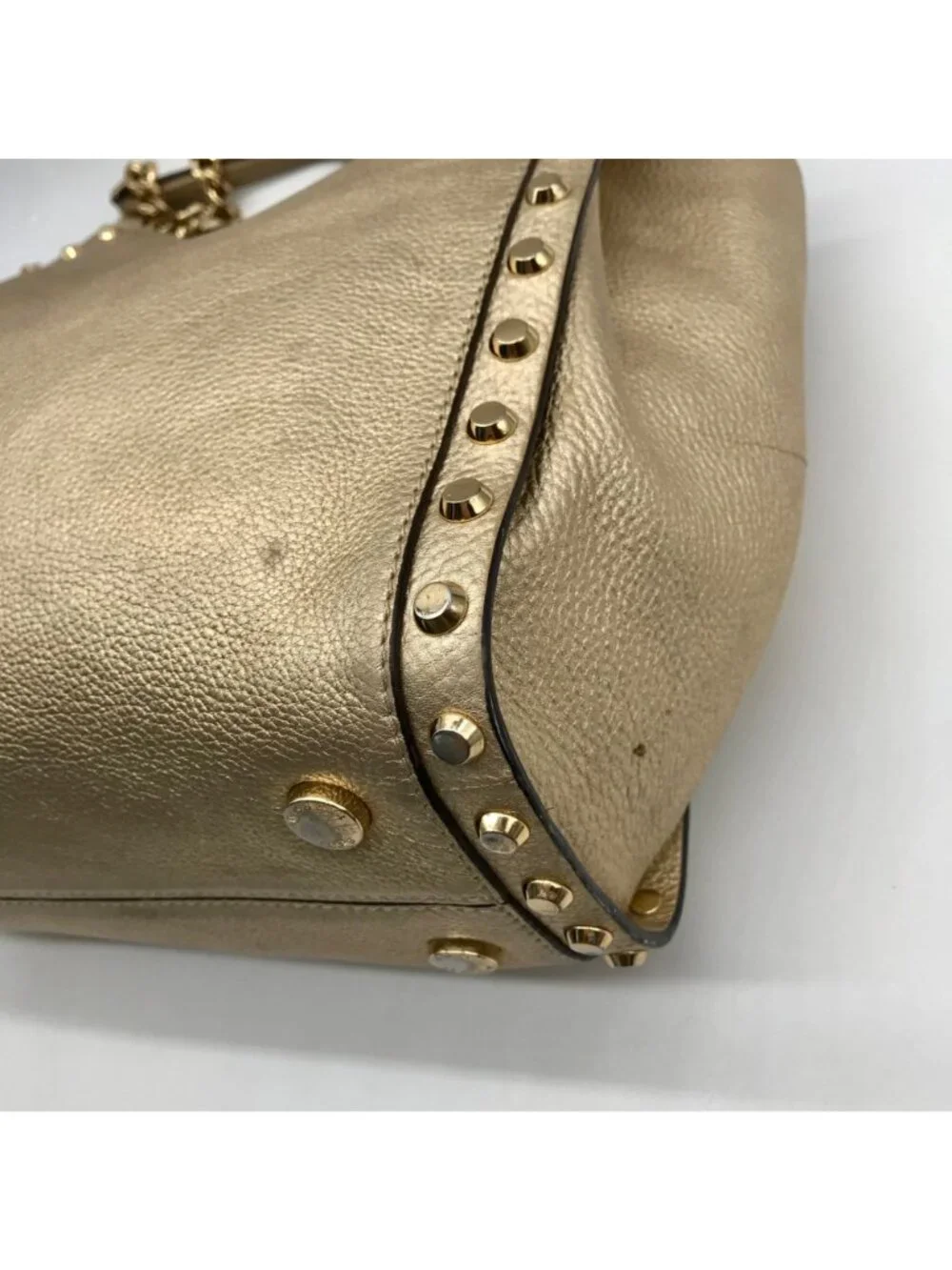 Michael Kors Gold Studded Newbury Medium Chain Shoulder Bag